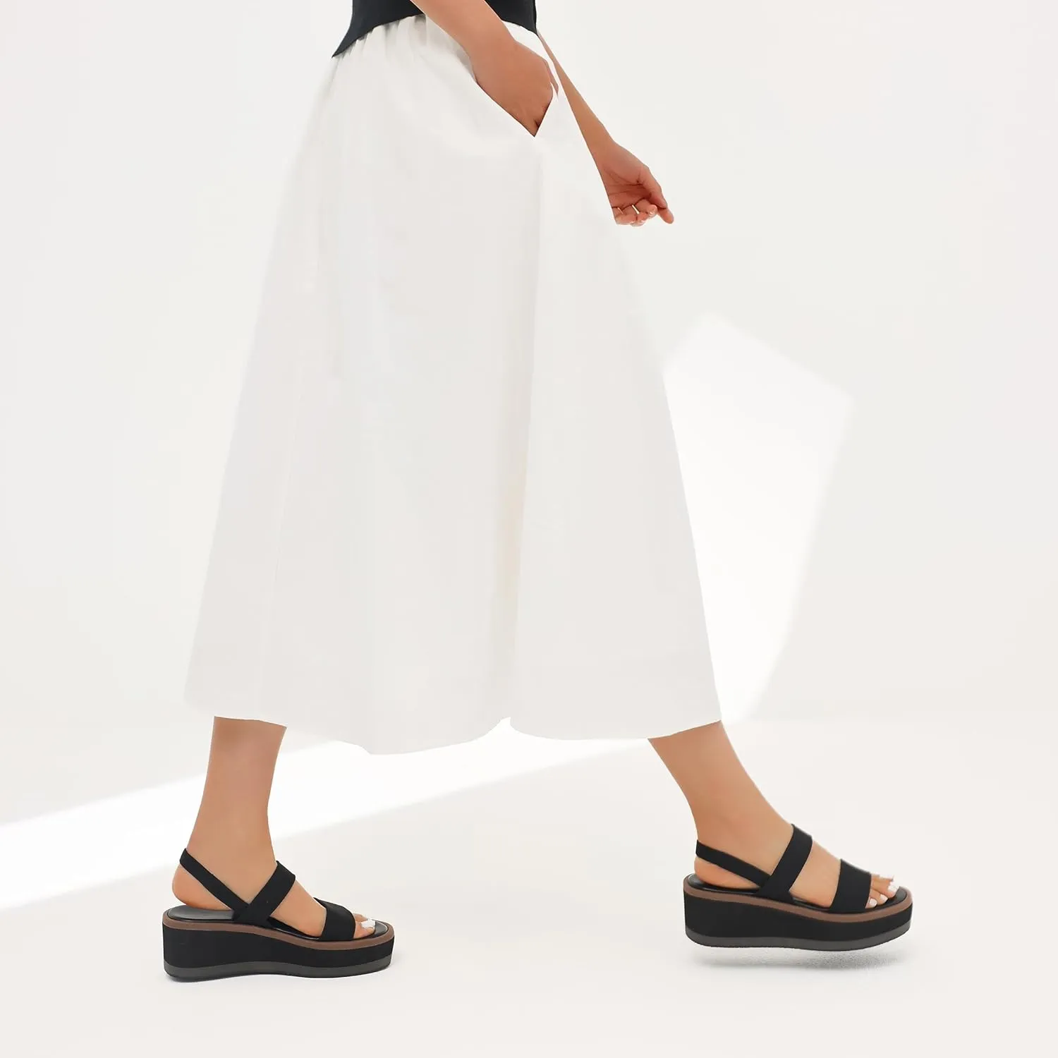 MeiLuSi Women's Platform Wedges Sandals Comfortable Walking Sandals Elastic Strap Comfy Wedges 2025 Spring Summer Casual Shoes Slip On