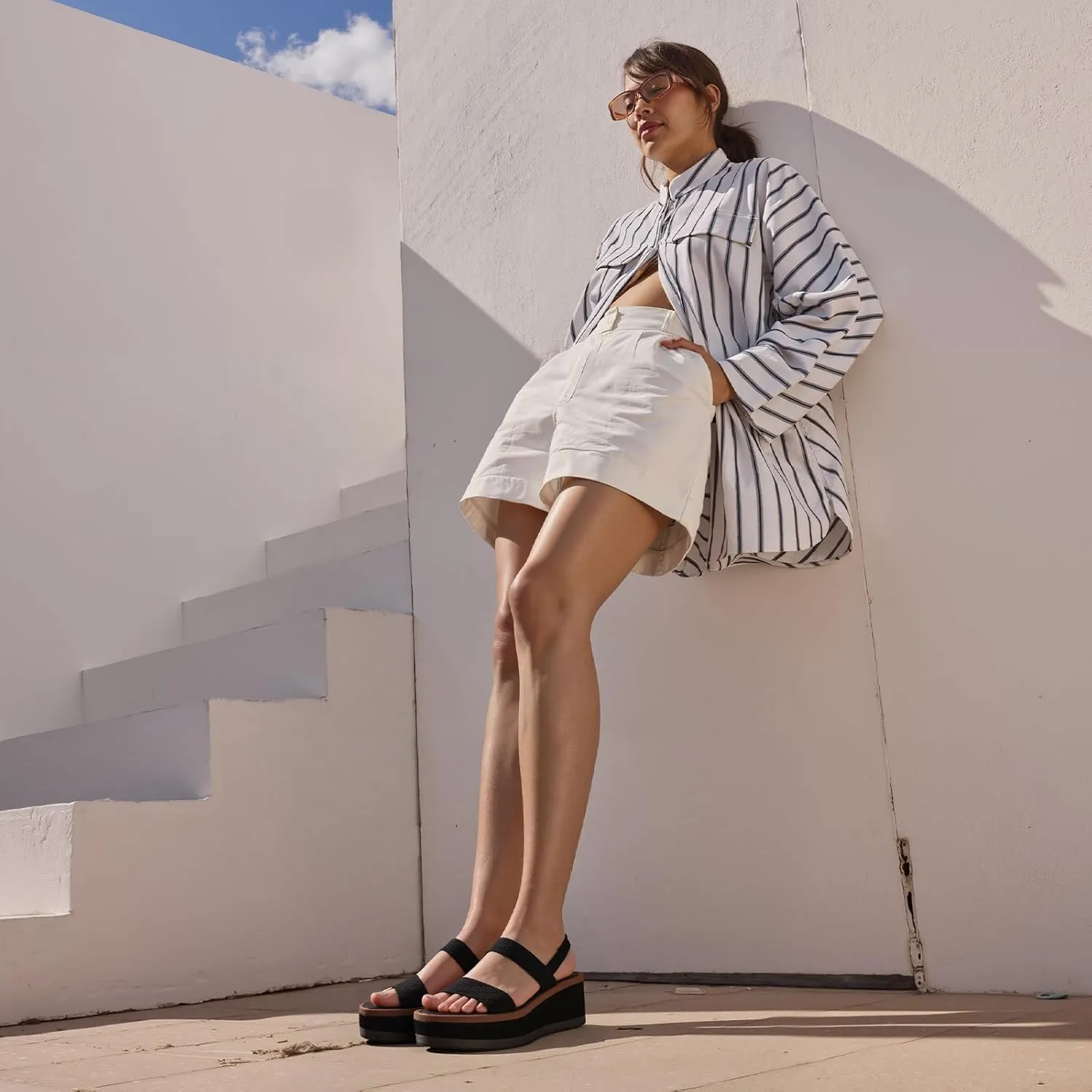 MeiLuSi Women's Platform Wedges Sandals Comfortable Walking Sandals Elastic Strap Comfy Wedges 2025 Spring Summer Casual Shoes Slip On