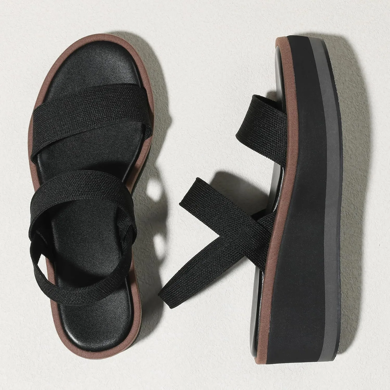 MeiLuSi Women's Platform Wedges Sandals Comfortable Walking Sandals Elastic Strap Comfy Wedges 2025 Spring Summer Casual Shoes Slip On