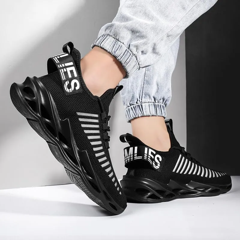 Men Running Shoes Ultralight Platform Mesh Breathable Athletic Sneakers Casual Cushioning Slip on Walking Tennis Shoes