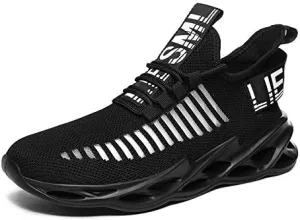 Men Running Shoes Ultralight Platform Mesh Breathable Athletic Sneakers Casual Cushioning Slip on Walking Tennis Shoes