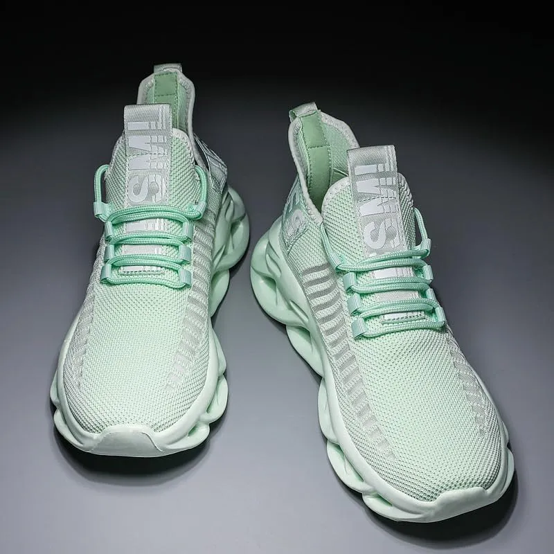 Men Running Shoes Ultralight Platform Mesh Breathable Athletic Sneakers Casual Cushioning Slip on Walking Tennis Shoes
