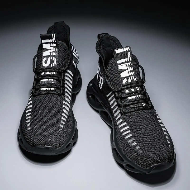 Men Running Shoes Ultralight Platform Mesh Breathable Athletic Sneakers Casual Cushioning Slip on Walking Tennis Shoes