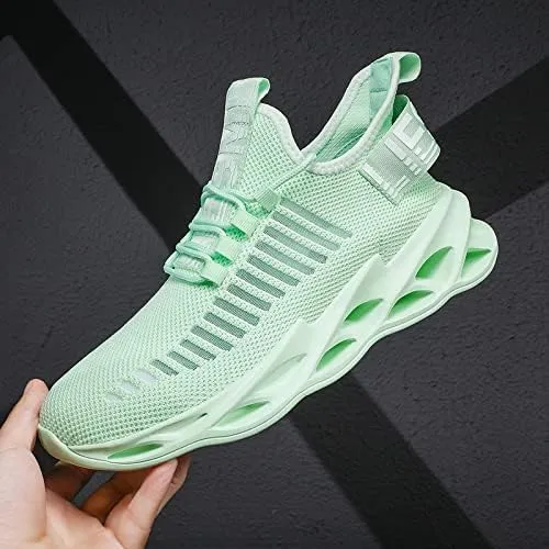 Men Running Shoes Ultralight Platform Mesh Breathable Athletic Sneakers Casual Cushioning Slip on Walking Tennis Shoes