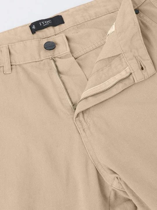 Men Slim Fit Ivory Beige Cargo trouser with 6 Pockets