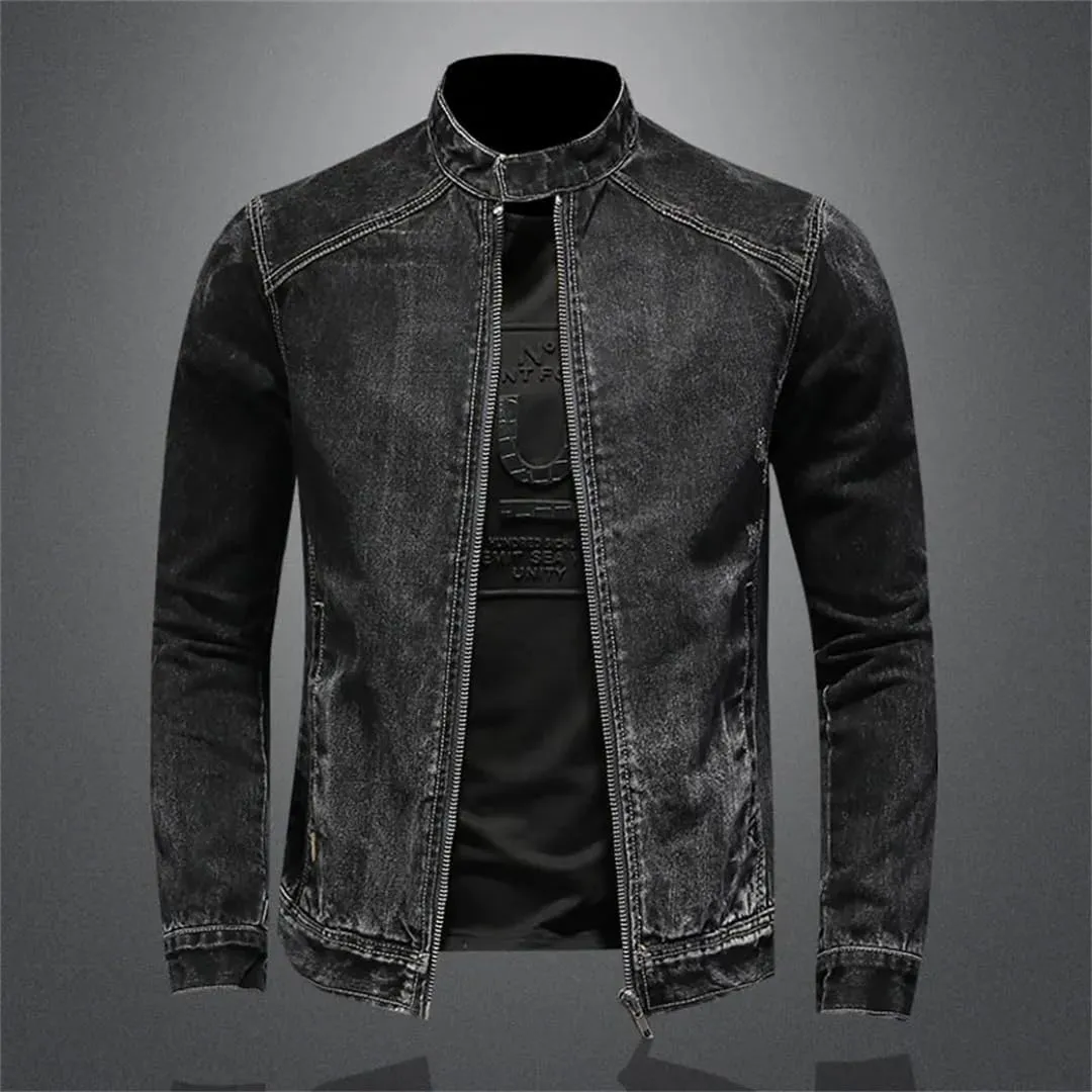 Men Spring Autumn Black Jeans Jacket Style Bomber Aviator Motorcycle Denim Retro Slim Fashion Streetwear Coat