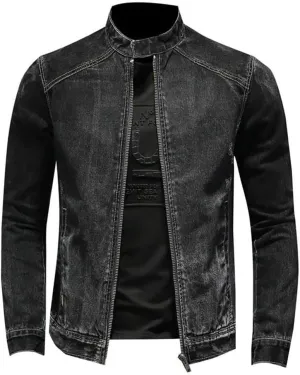 Men Spring Autumn Black Jeans Jacket Style Bomber Aviator Motorcycle Denim Retro Slim Fashion Streetwear Coat