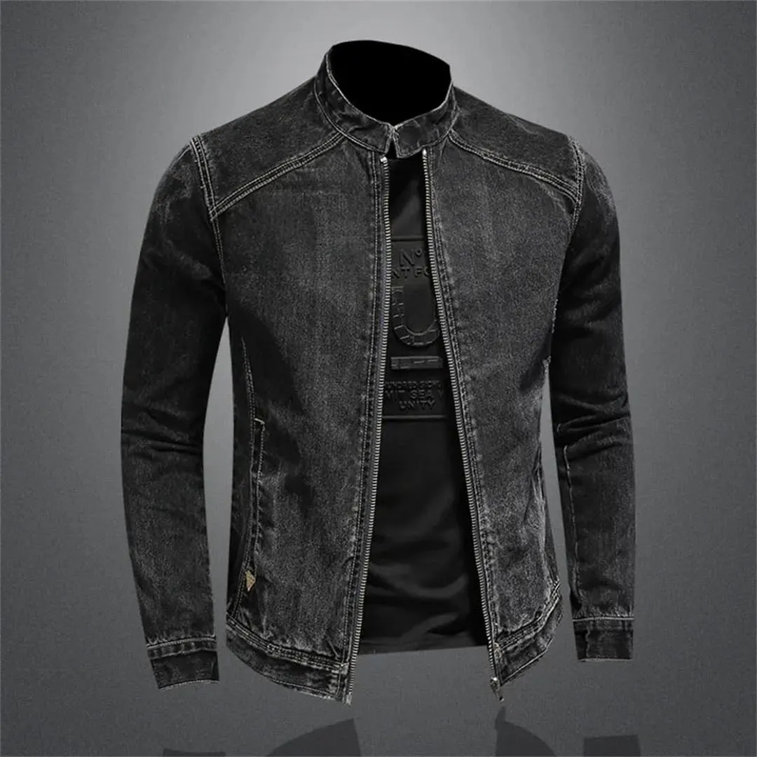 Men Spring Autumn Black Jeans Jacket Style Bomber Aviator Motorcycle Denim Retro Slim Fashion Streetwear Coat