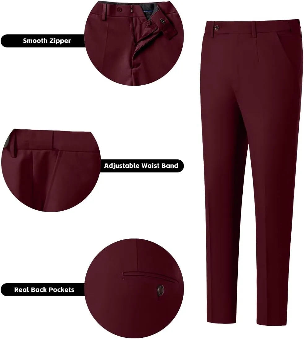 Mens 3 Piece Slim Fit Suit Set, Double Breasted Blazer Vest Pants Business Tuxedo Dress