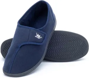 Men's Adjustable Wrap 80-D Memory Foam Comfy Diabetic Slippers for Swollen Feet, Edema, Arthritis, Elderly Indoor/Outdoor w/Anti Slip Sole