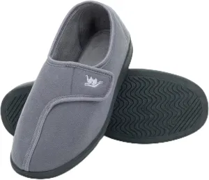 Men's Adjustable Wrap 80-D Memory Foam Comfy Diabetic Slippers for Swollen Feet, Edema, Arthritis, Elderly Indoor/Outdoor w/Anti Slip Sole