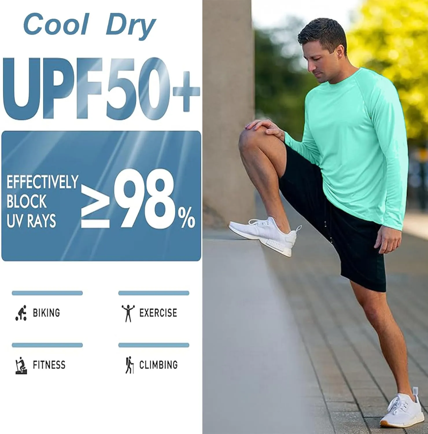 Men's Athletic Running Shirt Long Sleeve Quick Dry UPF 50  Sun Protection Hiking Fishing T-Shirts for Men