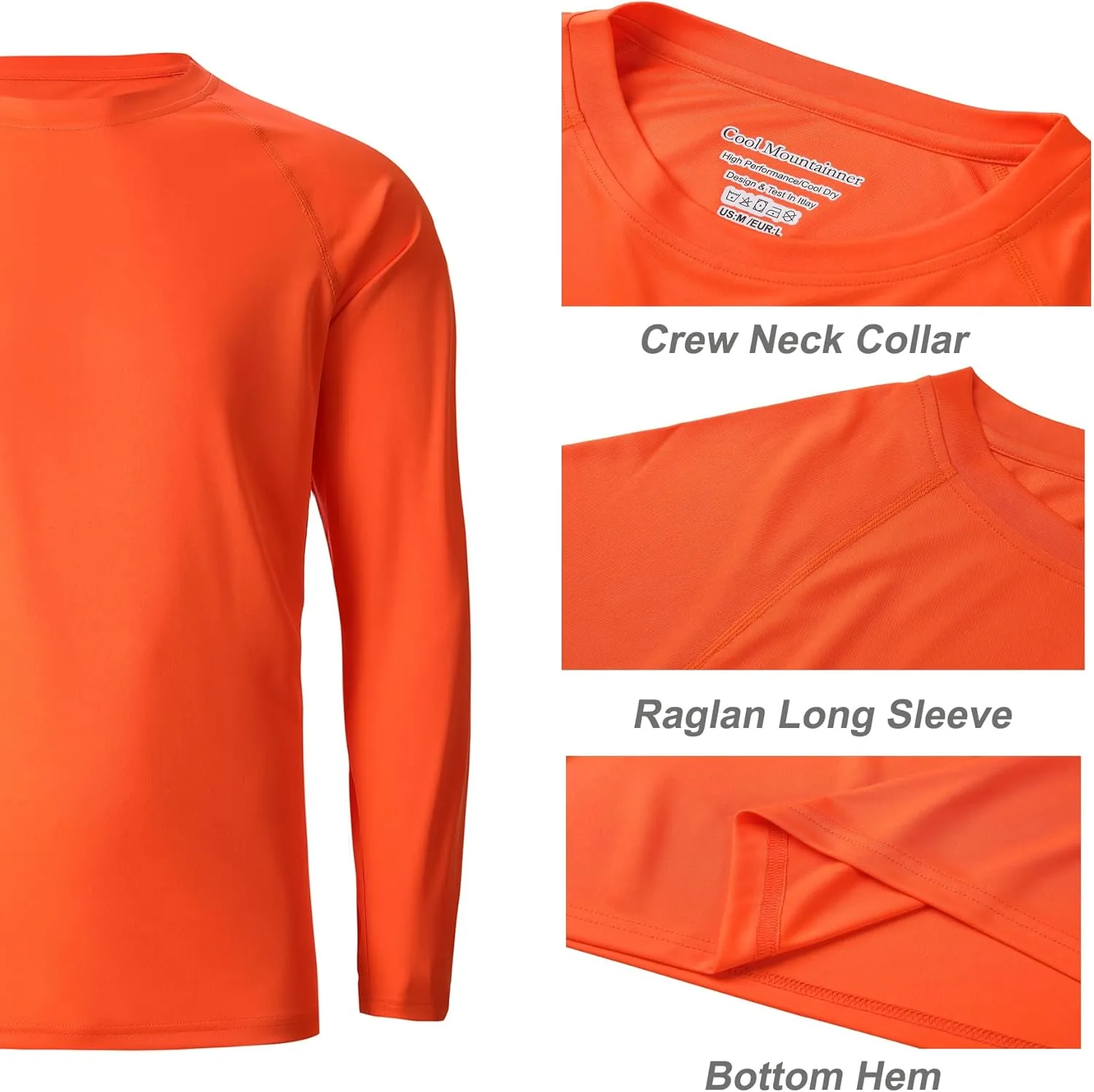 Men's Athletic Running Shirt Long Sleeve Quick Dry UPF 50  Sun Protection Hiking Fishing T-Shirts for Men