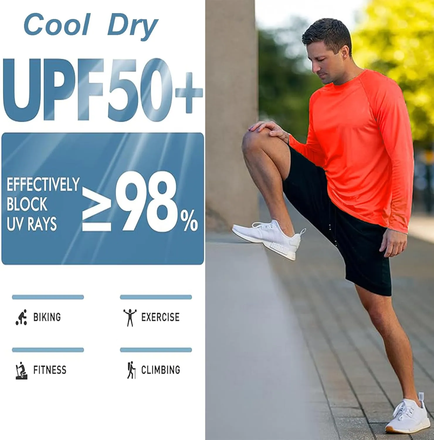 Men's Athletic Running Shirt Long Sleeve Quick Dry UPF 50  Sun Protection Hiking Fishing T-Shirts for Men