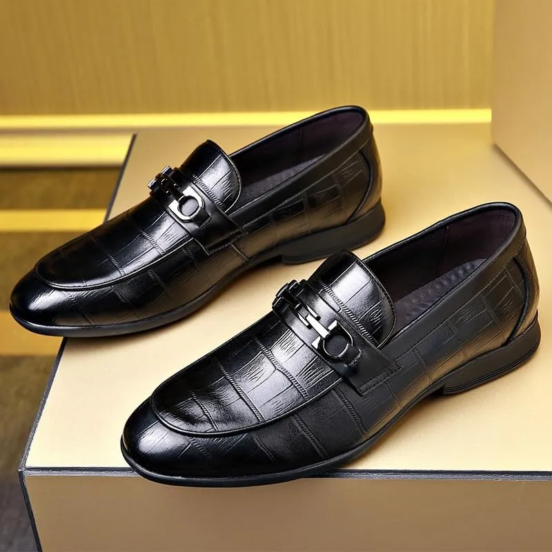 Men's Breathable Leather Oxfords Shoes Mens Slip On Pointed Toe Classic Formal Business Dress Shoes