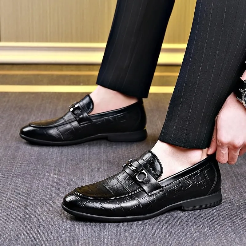 Men's Breathable Leather Oxfords Shoes Mens Slip On Pointed Toe Classic Formal Business Dress Shoes