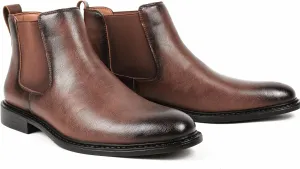 Men’s Brown Chelsea Boots-Slip-On Comfy Mens Casual Suede Ankle Boots