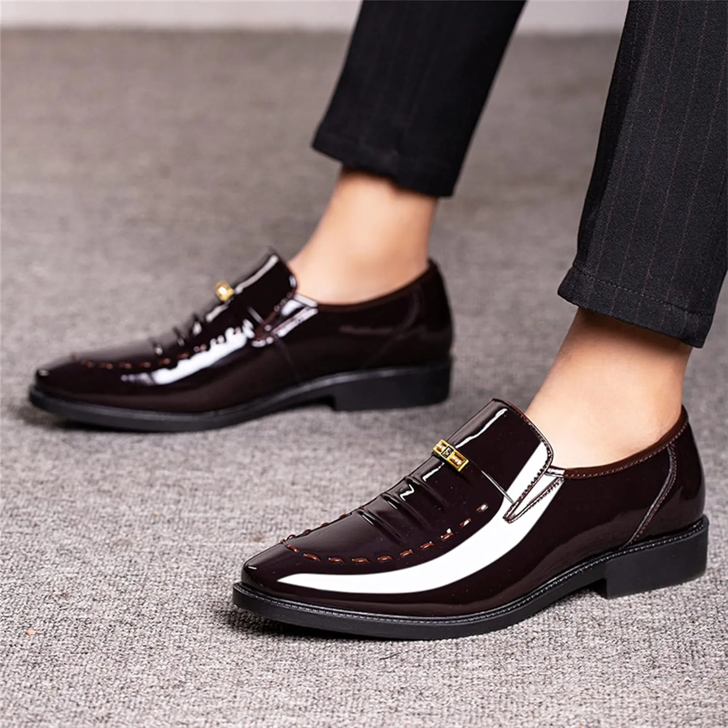 Men's Classic Loafer Shoes Slip-on Leather Shoes Casual Commuting Anti-Slip Breathable Dress Shoes