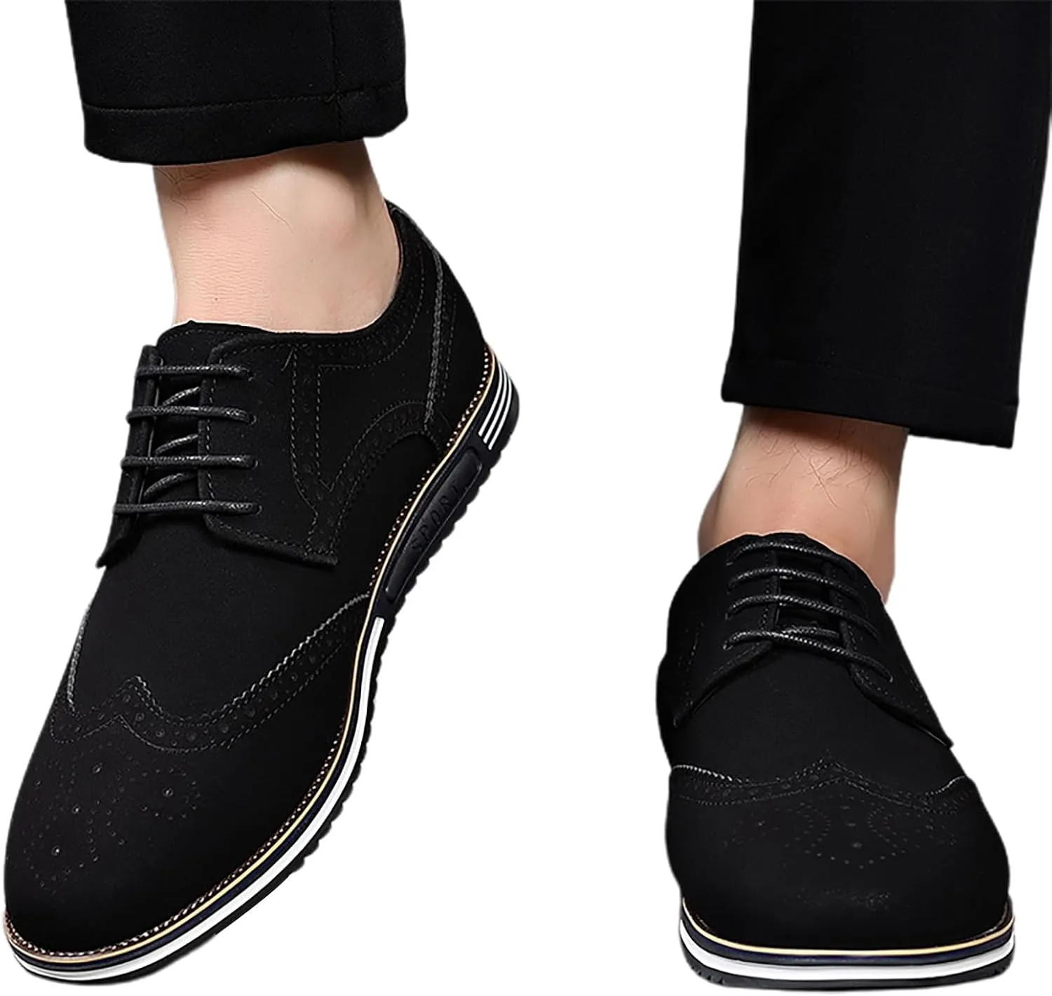 Men's Classic Suede Leather Lace Up Oxford Shoes Business Casual Dress Shoes for Men