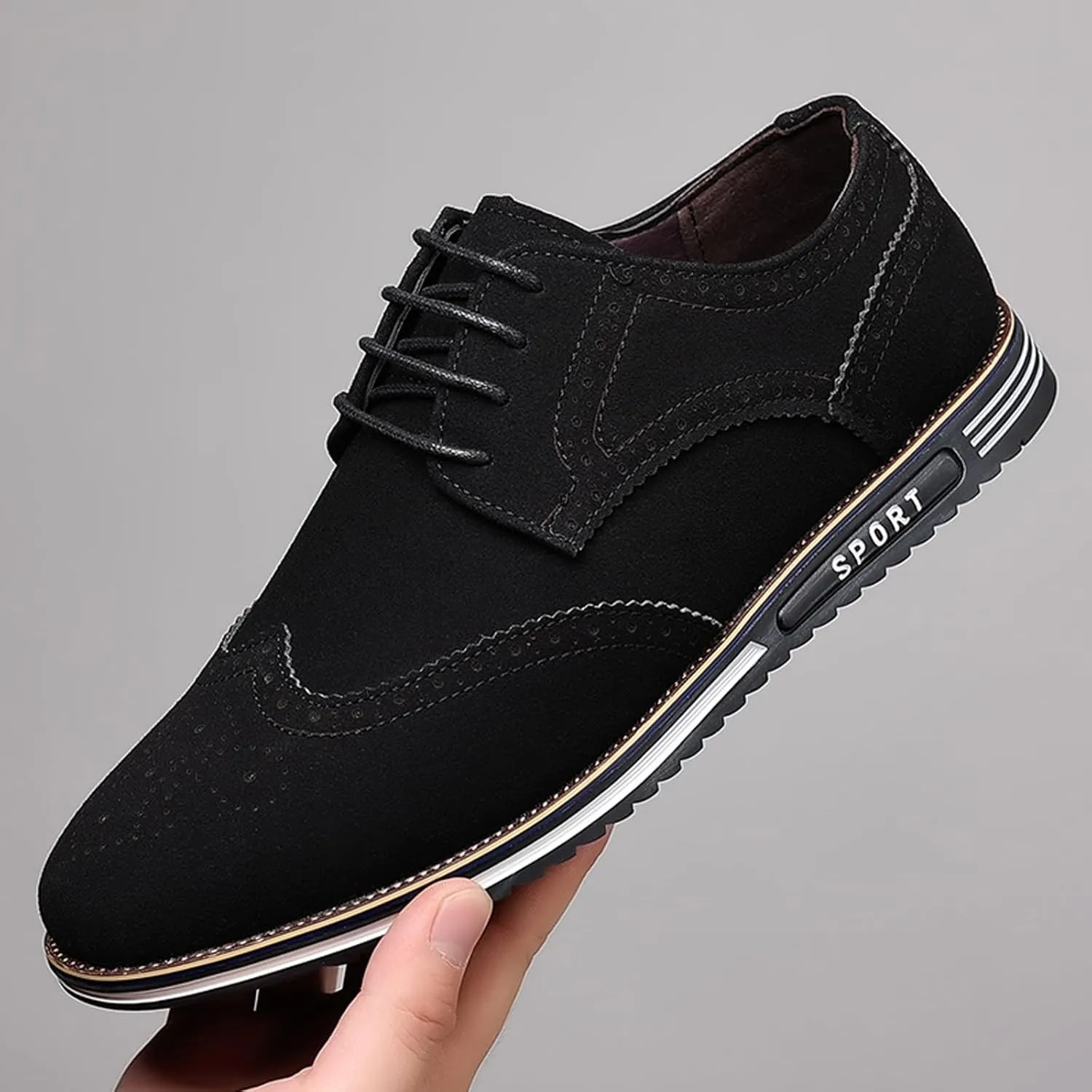Men's Classic Suede Leather Lace Up Oxford Shoes Business Casual Dress Shoes for Men