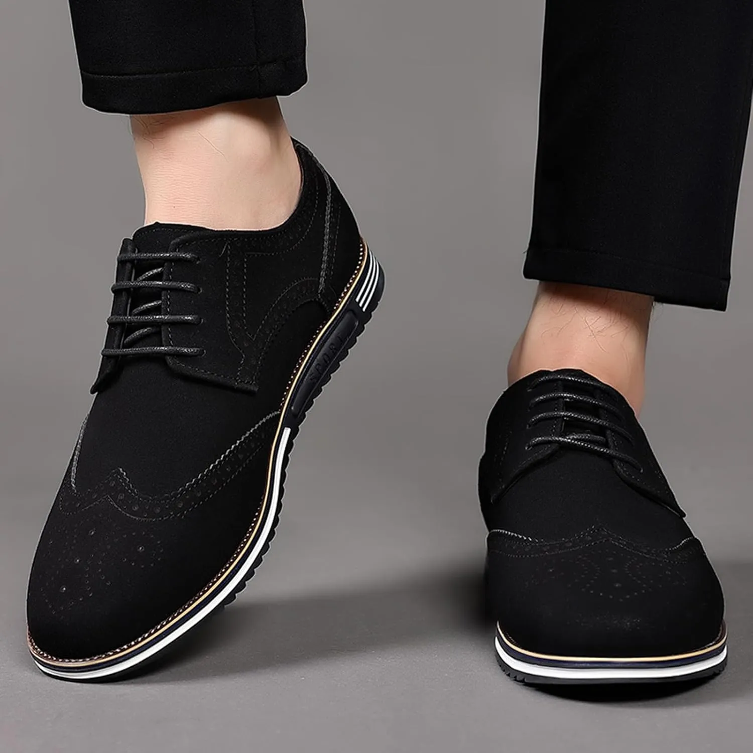 Men's Classic Suede Leather Lace Up Oxford Shoes Business Casual Dress Shoes for Men