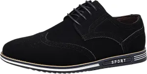 Men's Classic Suede Leather Lace Up Oxford Shoes Business Casual Dress Shoes for Men