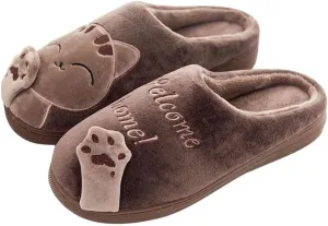 Men's Cozy Winter Cotton Cat Slippers Memory Foam Bedroom Indoor Outdoor Garden Slippers Comfy House Slippers Slip On