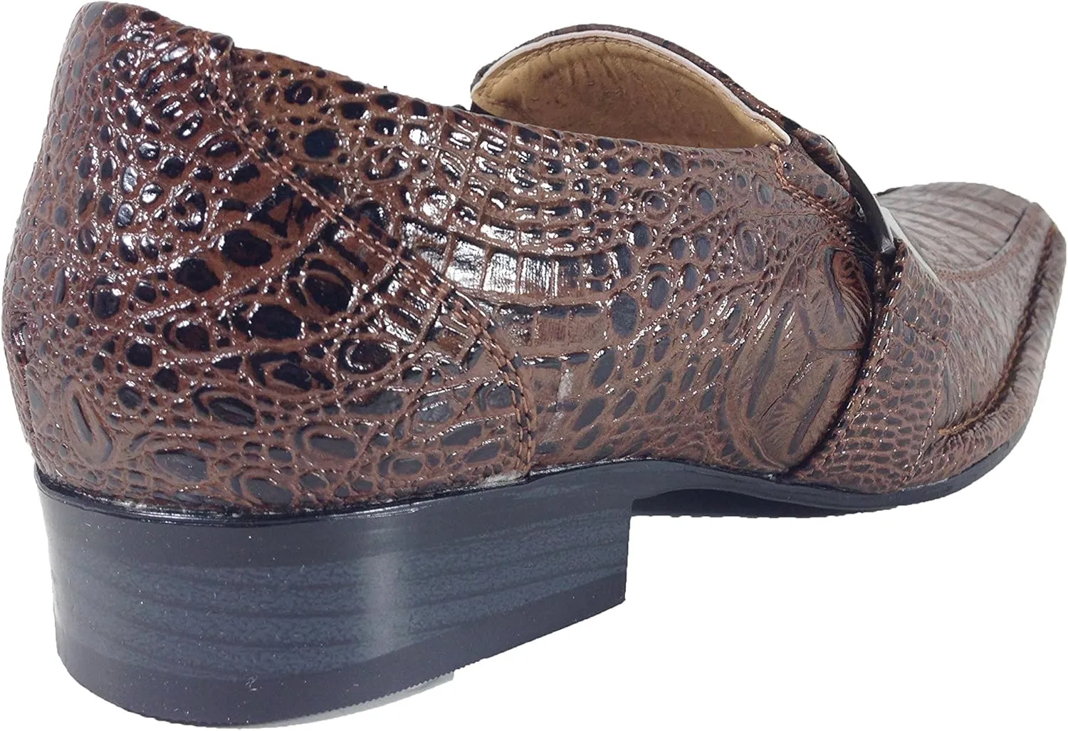 Men's Dress Loafers Elastic Slip on with Buckle Fashion Shoes Runs Half Size Big(Toni)