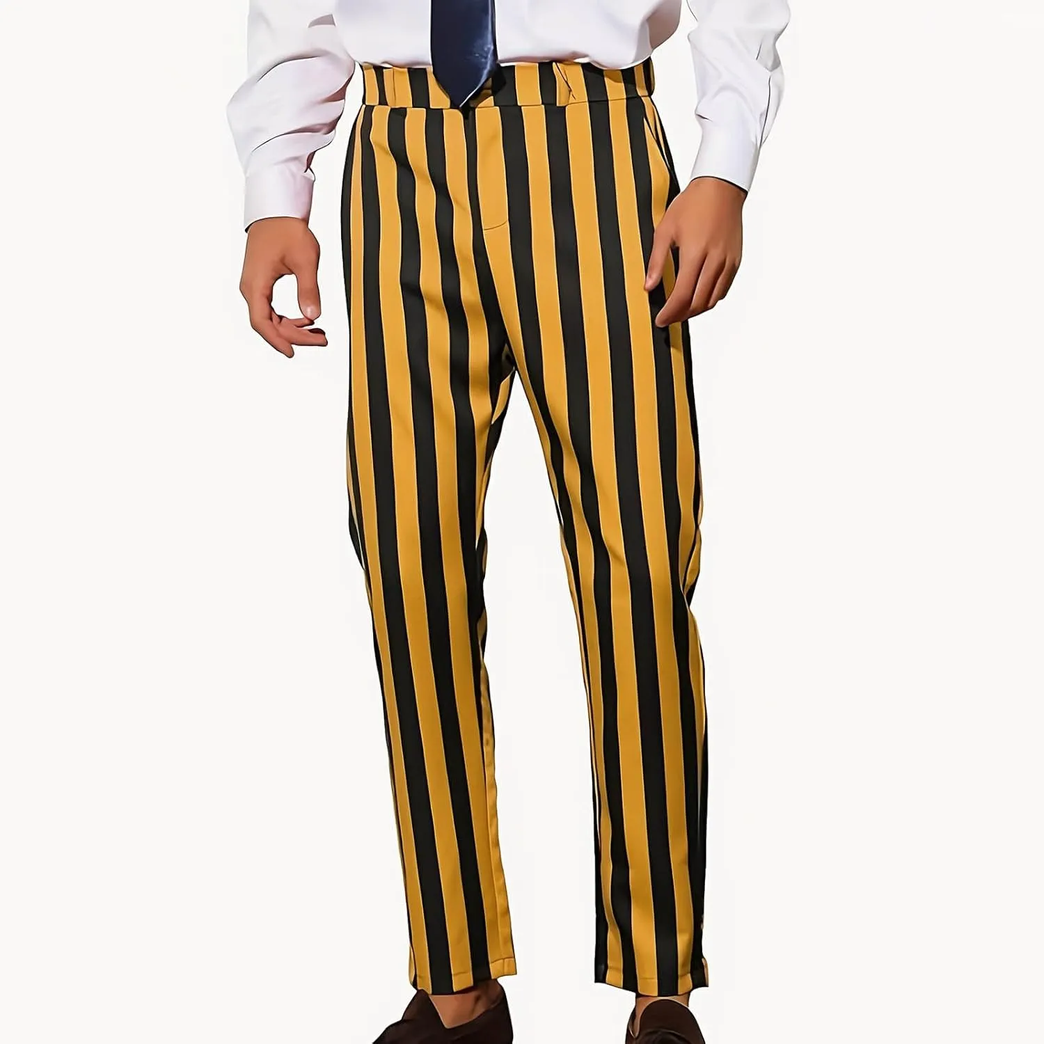 Men's Dress Pants Classic Fit Stretch Dress Pants Casual Pleated Front Dress Pants Straight Fit Pants