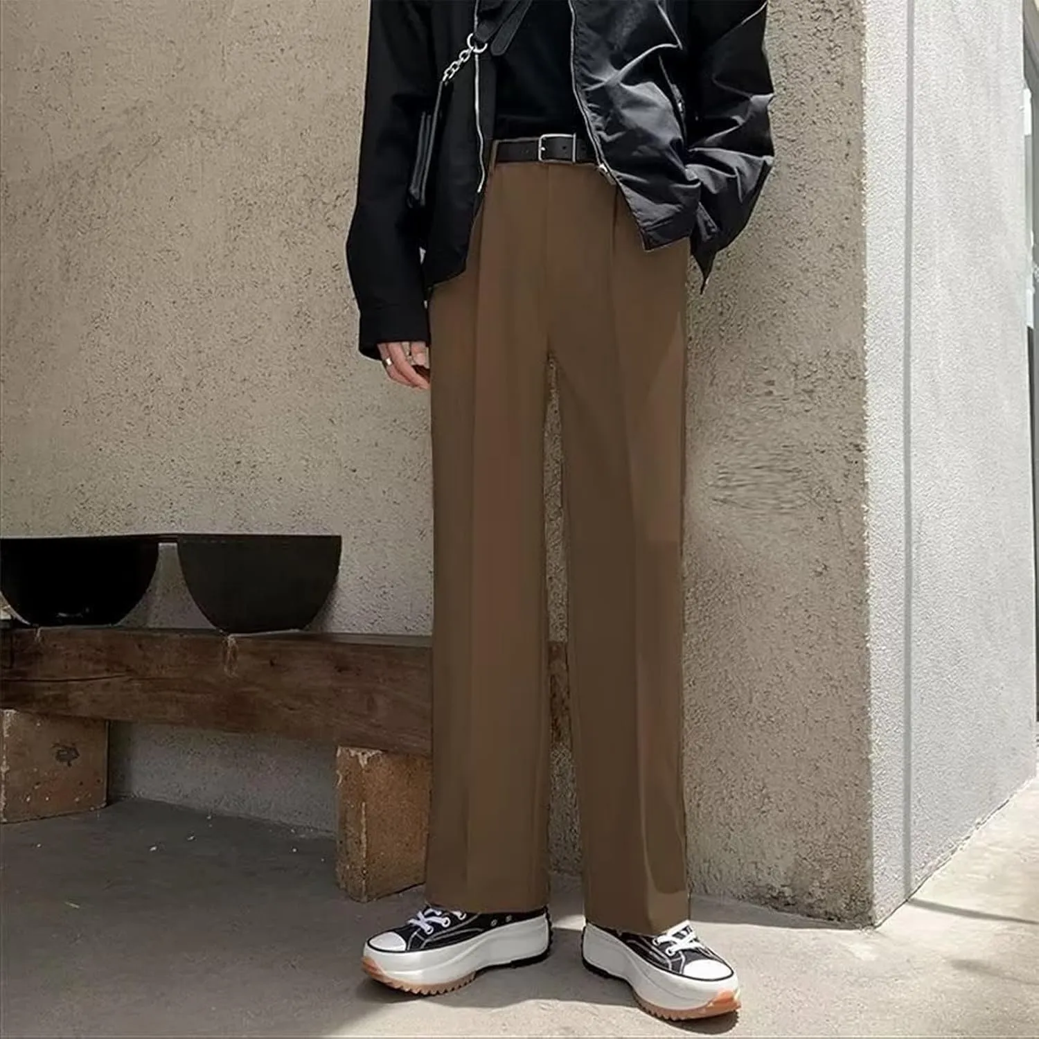 Mens Dress Pants Stretch Classic Fit Dress Pants Pleated Front Casual Pant Dress Pants Straight Fit Pants