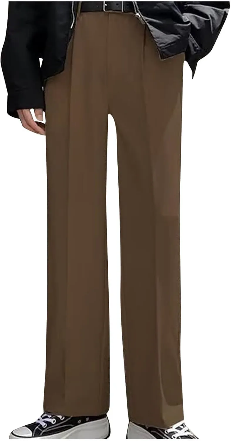 Mens Dress Pants Stretch Classic Fit Dress Pants Pleated Front Casual Pant Dress Pants Straight Fit Pants