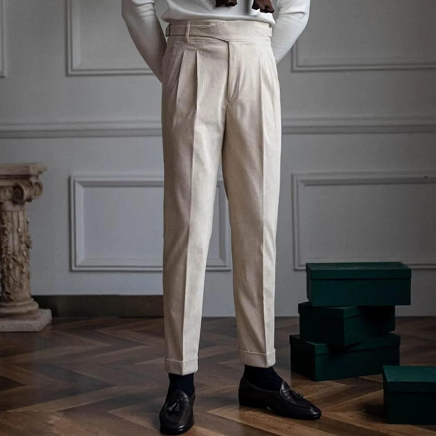 Mens Dress Pants Workday Classic Fit Suit Pants Casual Pleated Front Dress Pants Straight Fit Pants