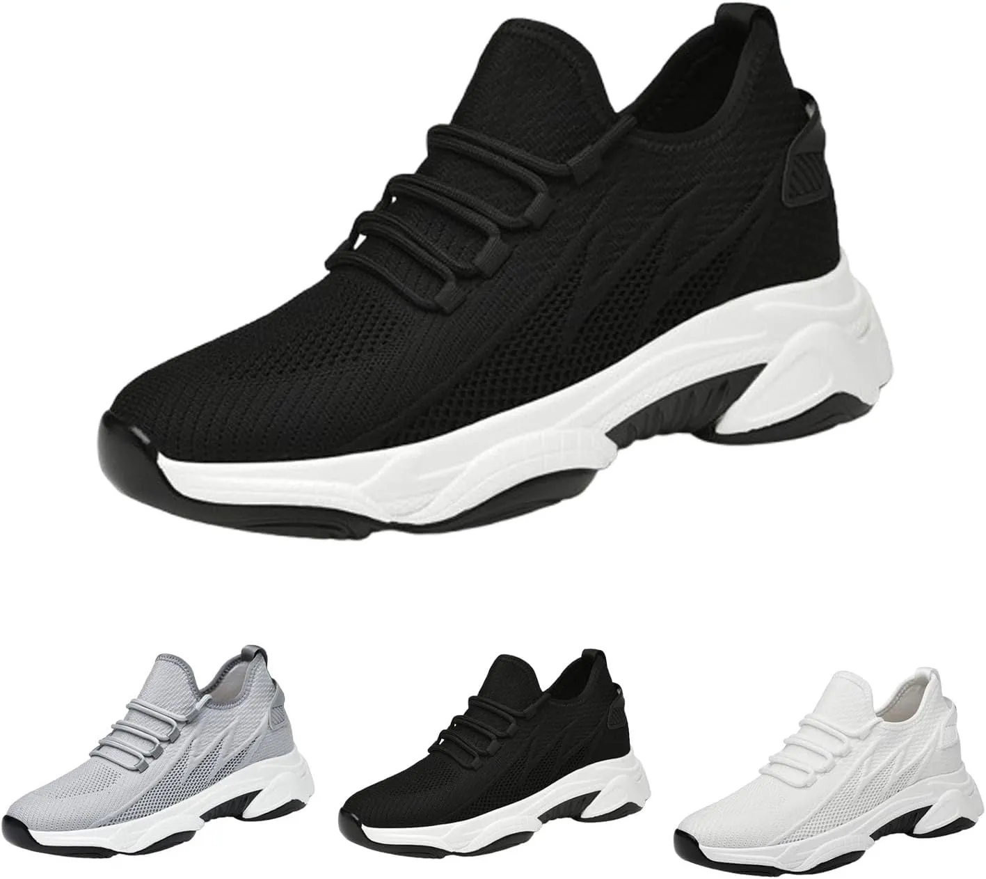 Men's Elevator Sneakers,Hidden Height Increase Breathable Mesh Lightweight Athletic for Men Comfort Work Trainers
