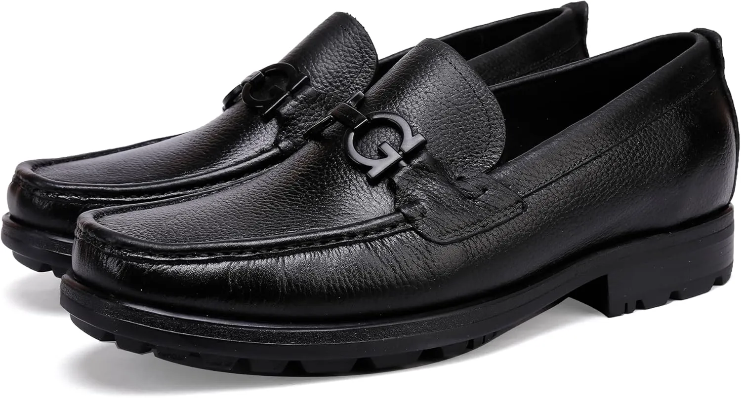 Men's Formal Leather Dress Shoes Business Handmade Buckle Slip On Penny Loafer Wedding Party Shoes for Men