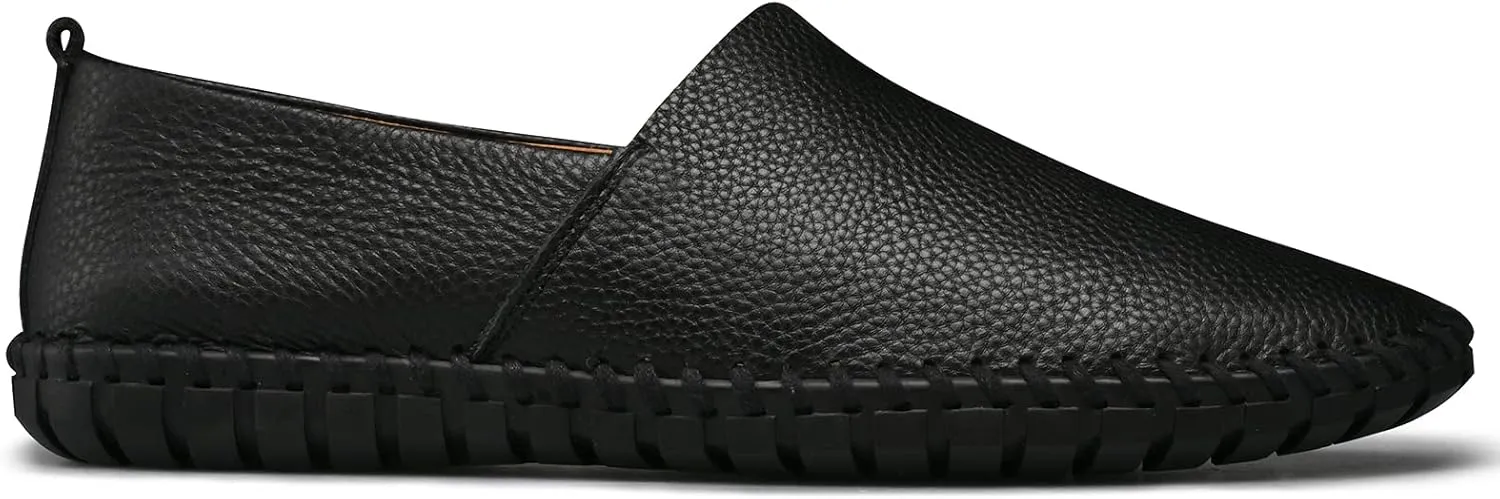 Men's Genuine Leather Loafer Shoes Slip On Soft Breathable Handmade Stitching Fashion Casual Shoes Lightweight Driving Dress Shoe