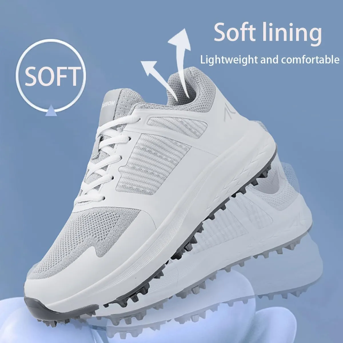 Mens Golf Shoes Spiked Breathable Mesh Arch Support Size 7.5-12
