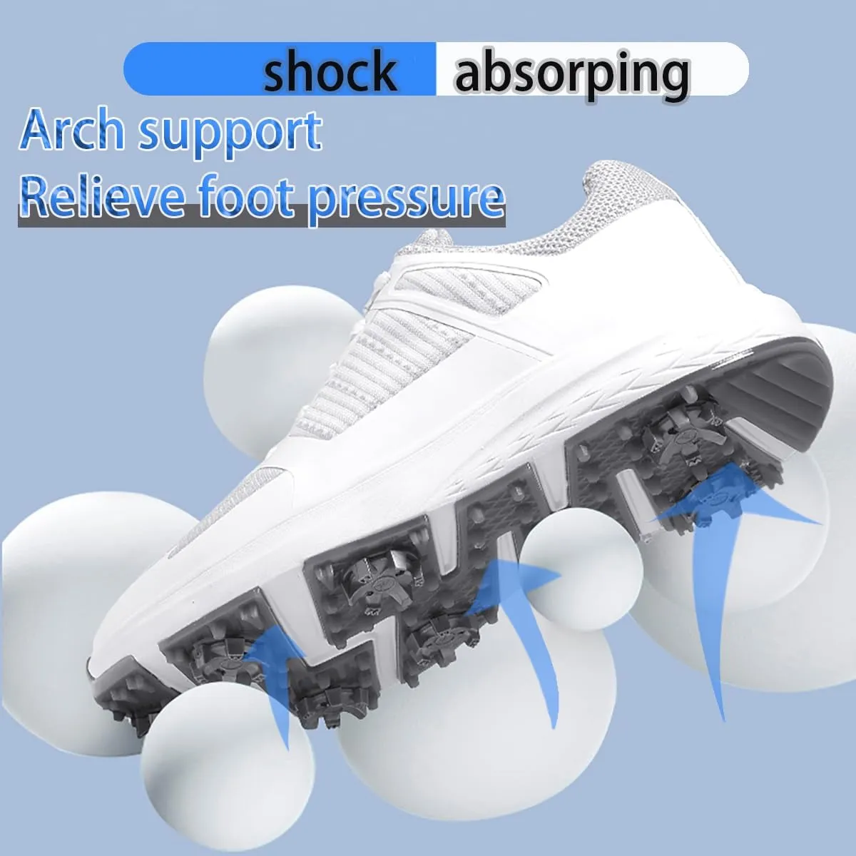 Mens Golf Shoes Spiked Breathable Mesh Arch Support Size 7.5-12