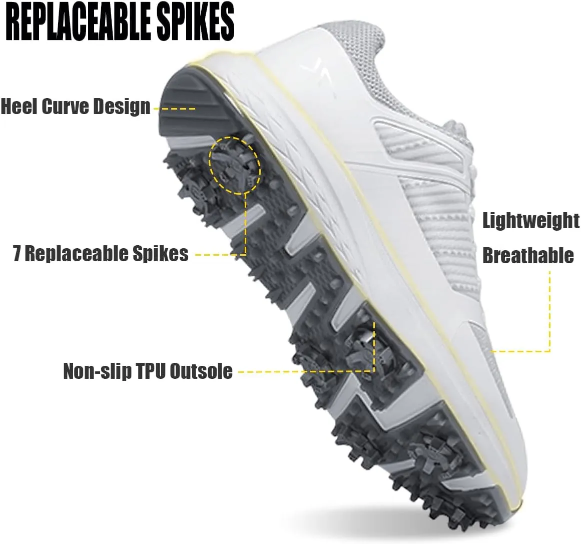 Mens Golf Shoes Spiked Breathable Mesh Arch Support Size 7.5-12
