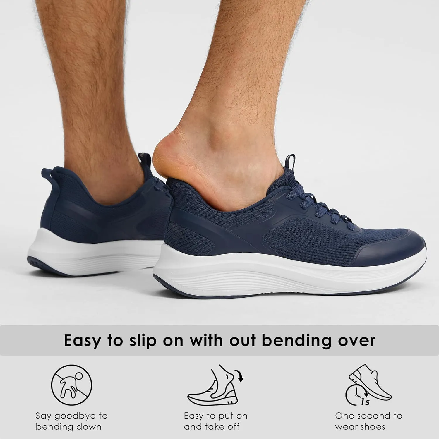 Men's Hands Free Slip On Walking Shoes Comfortable Breathable Casual Shoes for Men Knit Tennis Sneaker