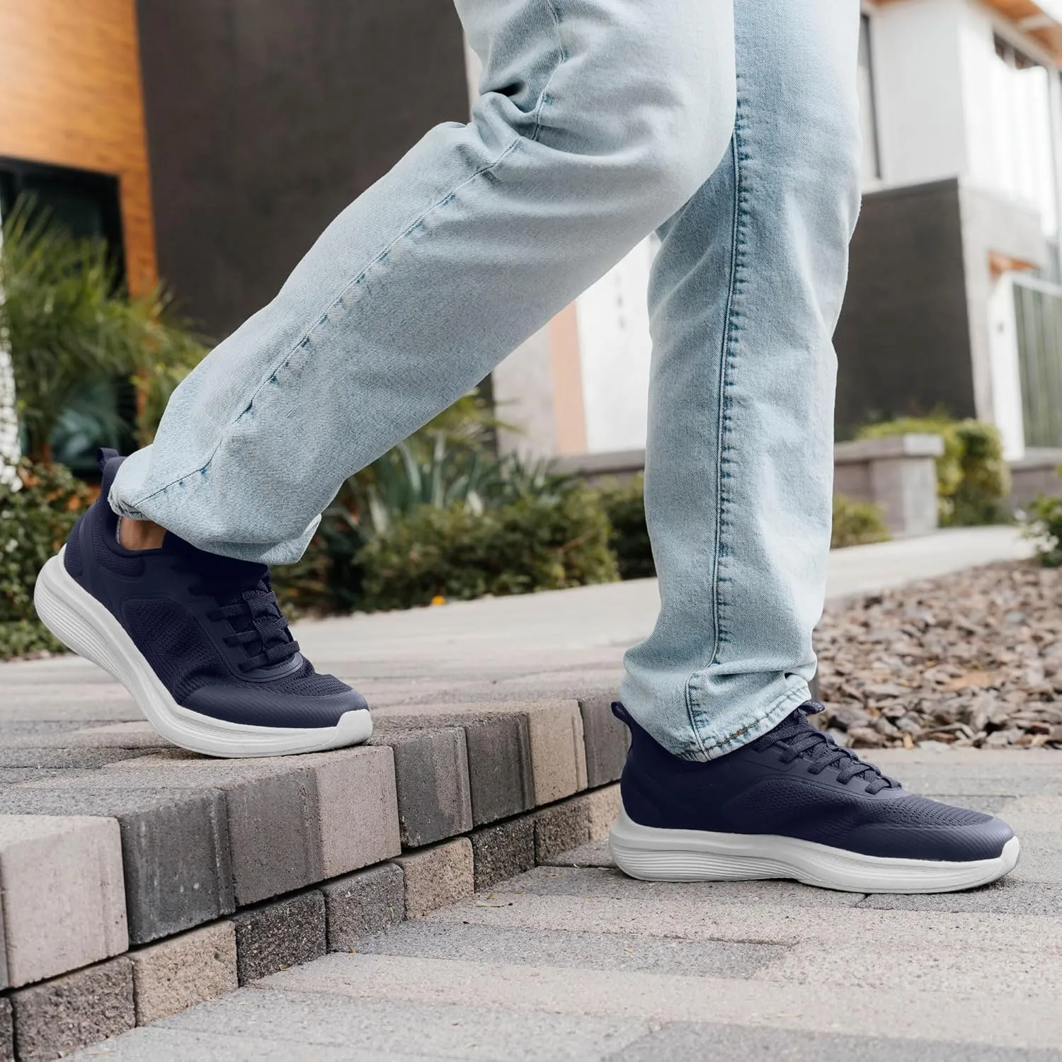 Men's Hands Free Slip On Walking Shoes Comfortable Breathable Casual Shoes for Men Knit Tennis Sneaker
