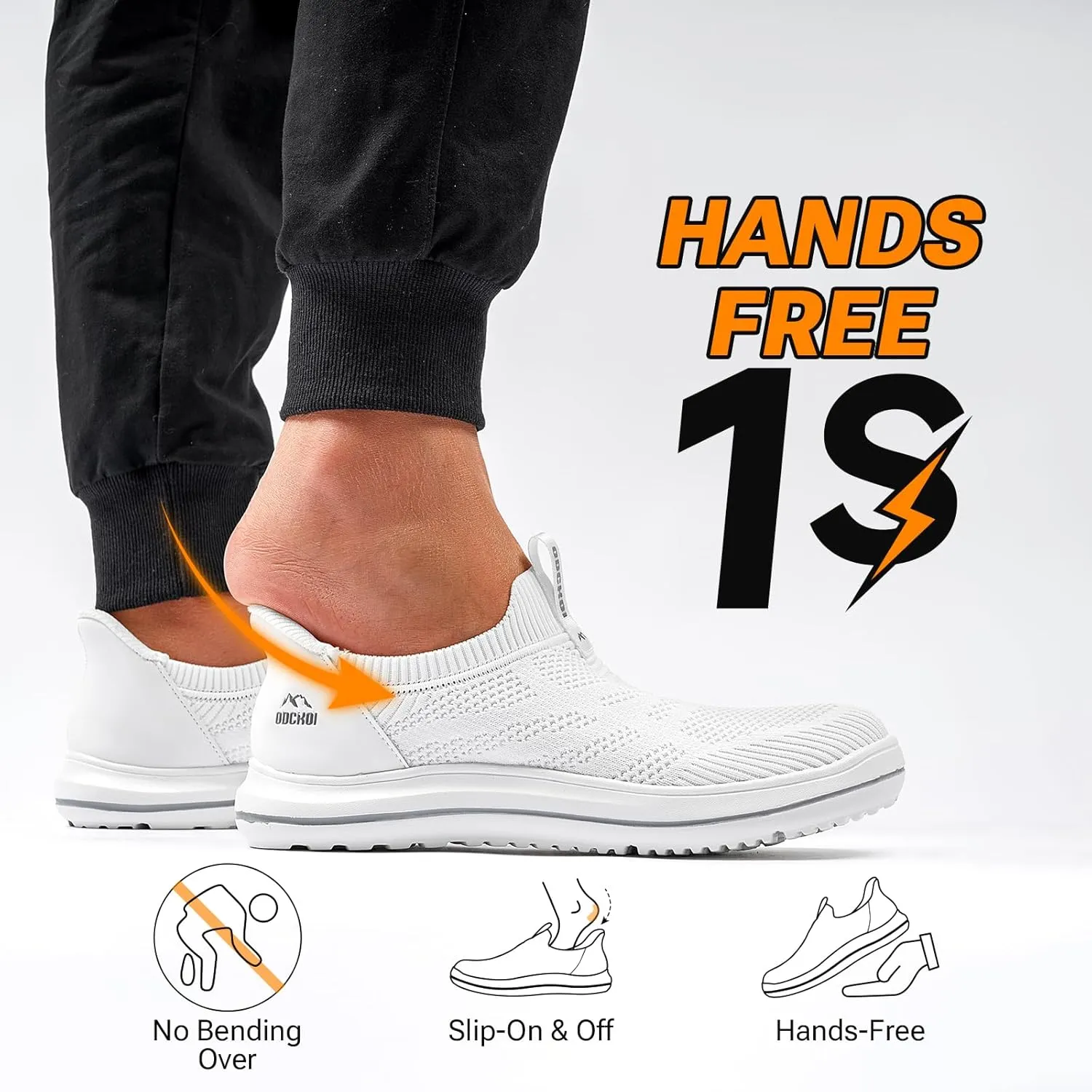 Men’s Hands Free Slip On Walking Shoes Lightweight Athletic Non Slip Sneakers Comfortable Breathable Knit Slip in Casual Shoes