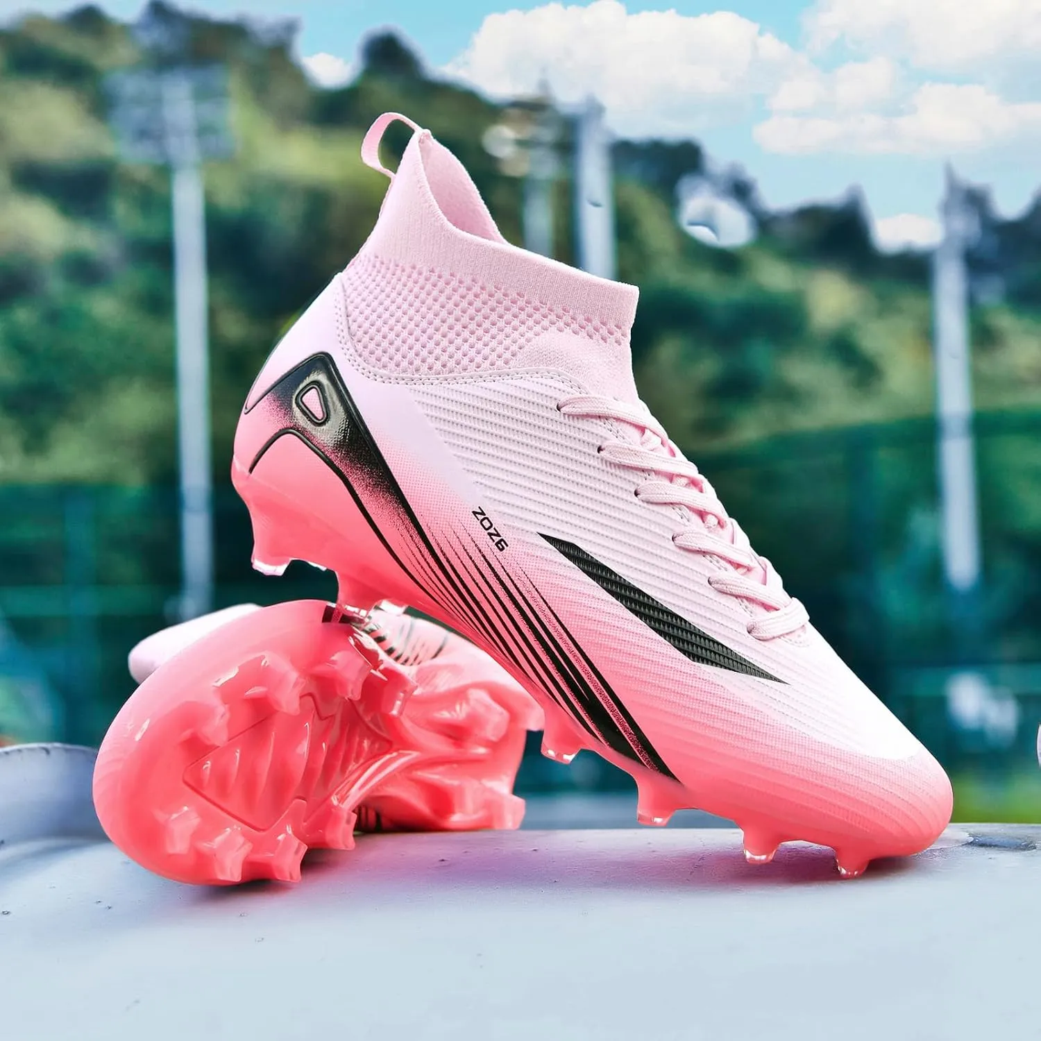 Men's High Top Soccer Shoes AG Long Spikes Men's and Women's High-Top Students Game Sports Training Soccer Cleats Shoes