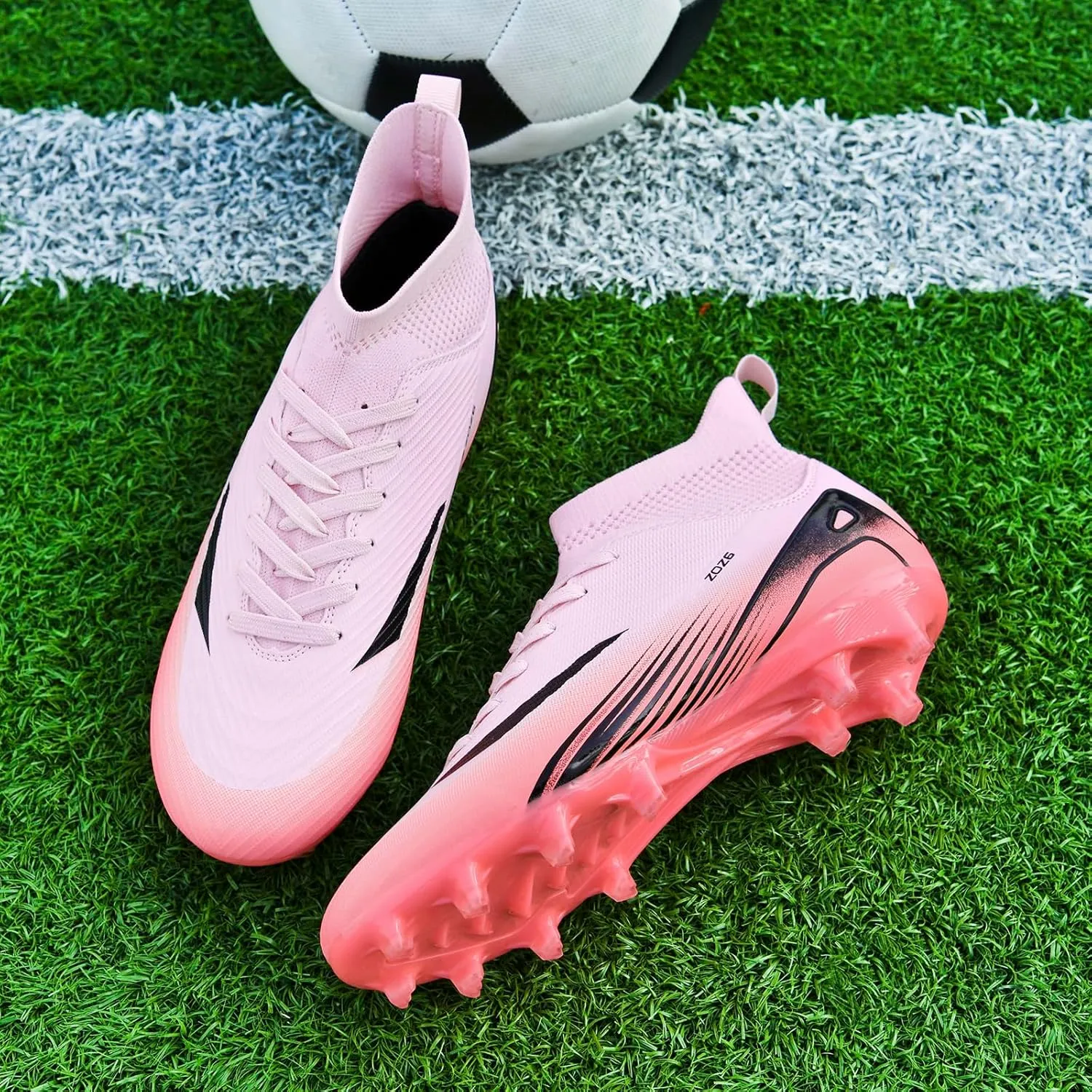 Men's High Top Soccer Shoes AG Long Spikes Men's and Women's High-Top Students Game Sports Training Soccer Cleats Shoes