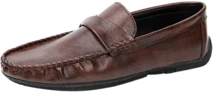 Mens Leather Slip On Outdoor Casual Breathable Loafers Simple Moccasins Lightweight Comfortable Wedding Shoes