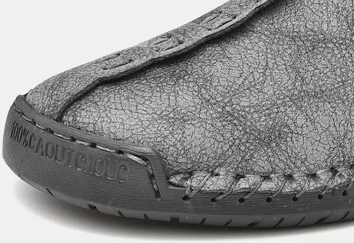 Men's Loafer Shoes with Side Zipper, Comfy Non-Slip Slip On Shoes, Men's Leather Shoes, Breathable Comfortable Casual Shoes