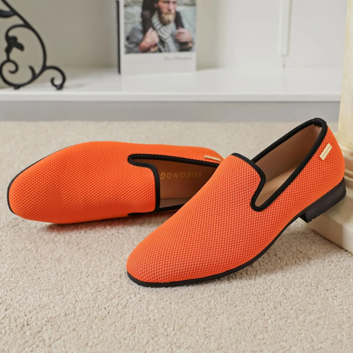 Men's Loafers Mens Slip-on Casual Shoes, Breathable Knit Mesh Fabric Shoes for Men, Driving Fashion Business Woven Shoes