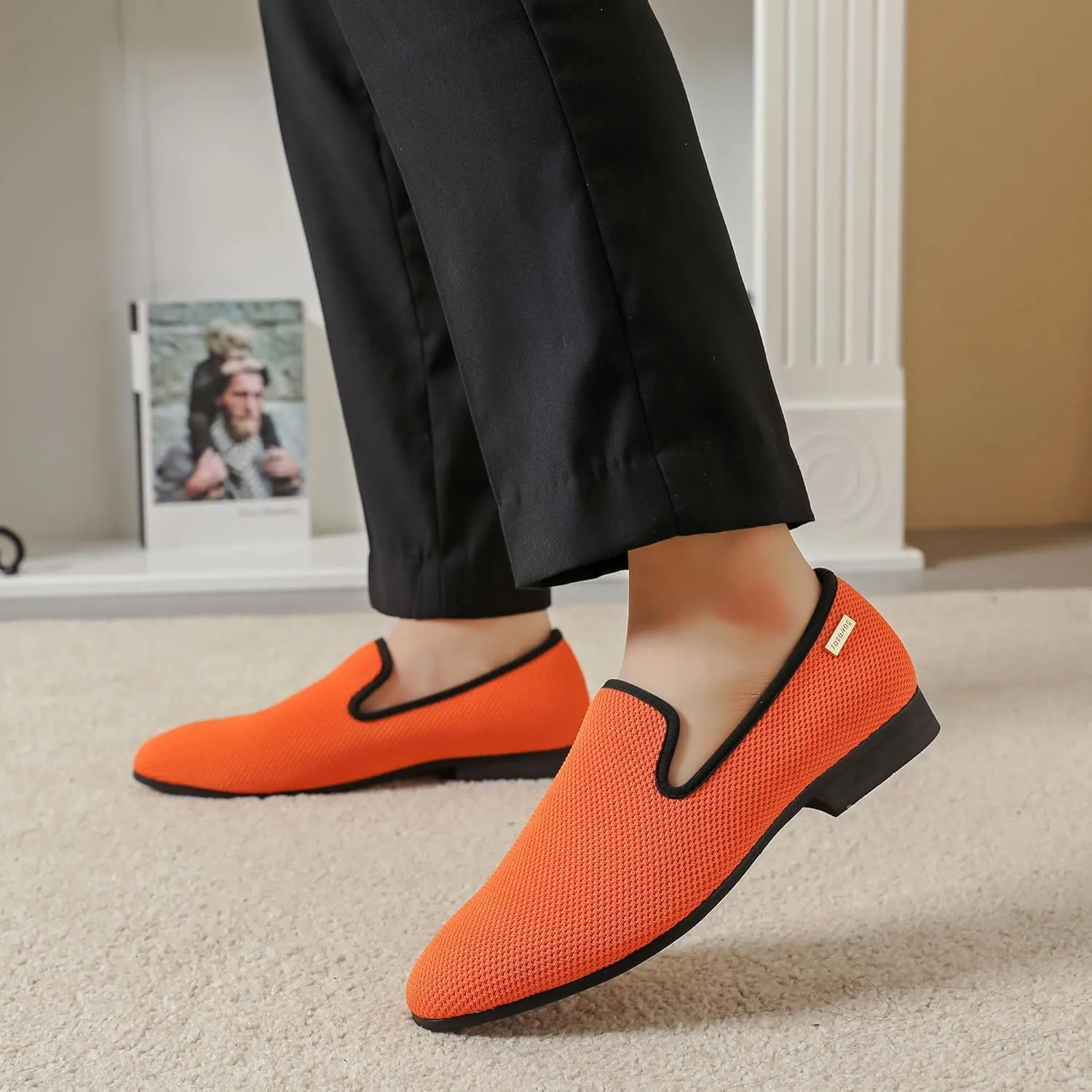 Men's Loafers Mens Slip-on Casual Shoes, Breathable Knit Mesh Fabric Shoes for Men, Driving Fashion Business Woven Shoes