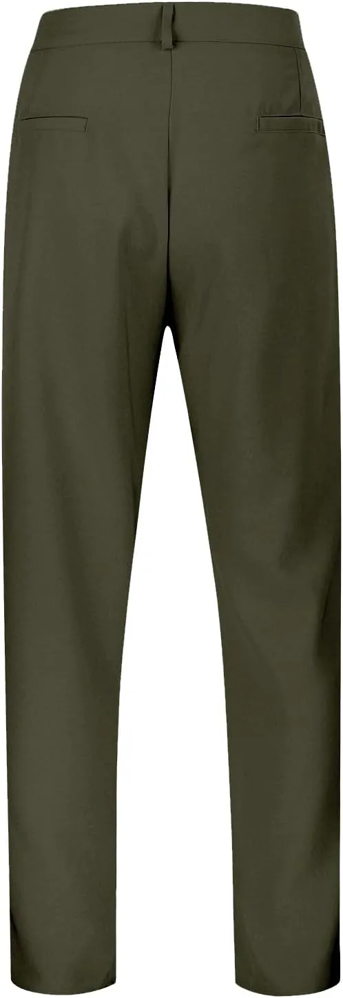 Mens Loose Fit Suit Dress Pants Casual Business Straight Leg Formal Pants Wrinkle Free Flat Front Work Trousers