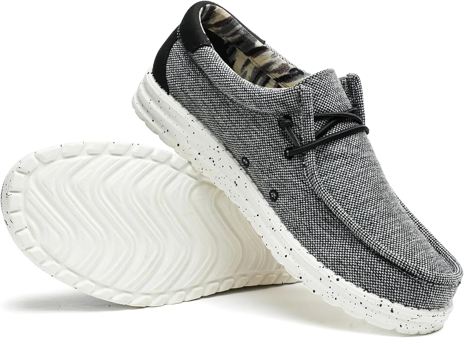 Men’s Machine Washable Slip On Lace Up Casual Loafer Breathable Travel Canvas Shoes for Men Comfortable and Stylish Summer Loafers Lightweight Walking Shoes Boat Shoe