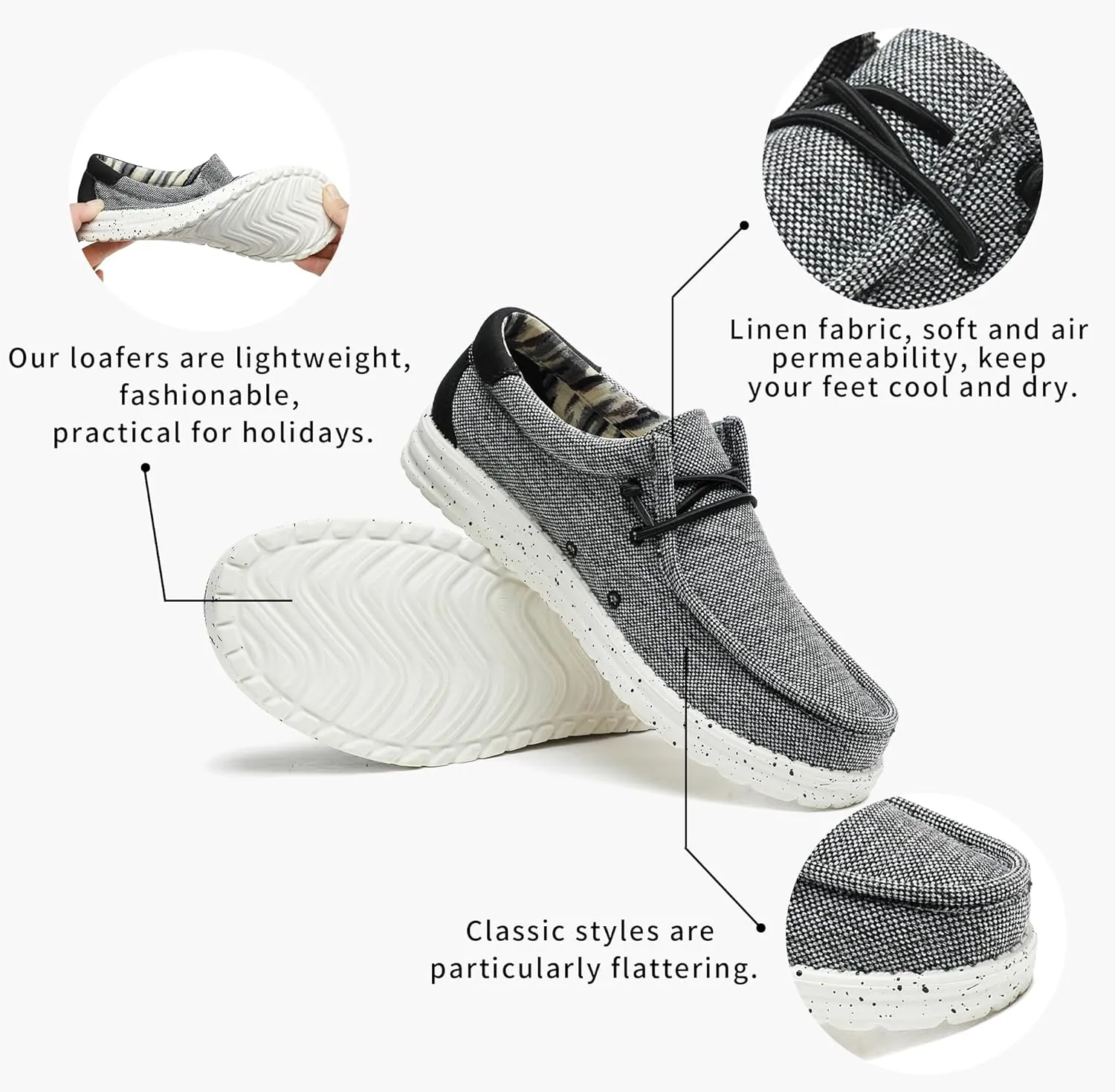 Men’s Machine Washable Slip On Lace Up Casual Loafer Breathable Travel Canvas Shoes for Men Comfortable and Stylish Summer Loafers Lightweight Walking Shoes Boat Shoe